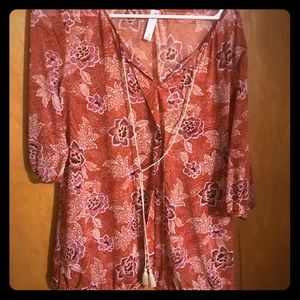 See through orange floral shirt